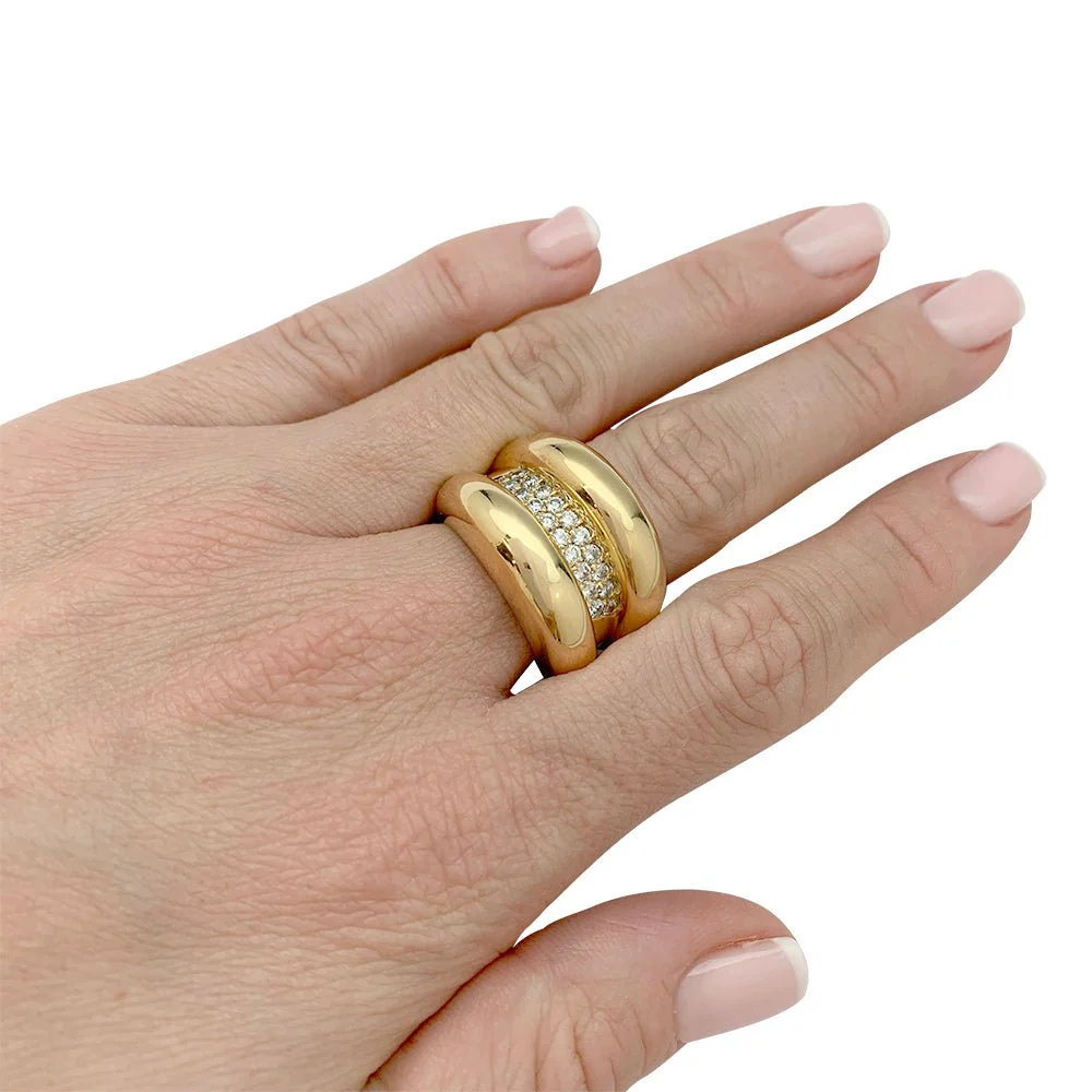 Bague godron or jaune, diamants - Image 7