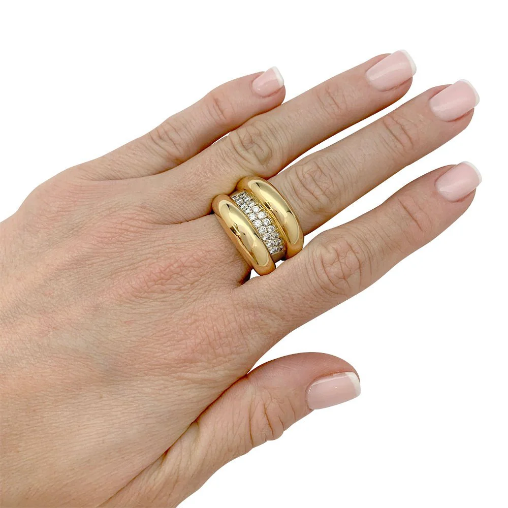 Bague godron or jaune, diamants - Image 9