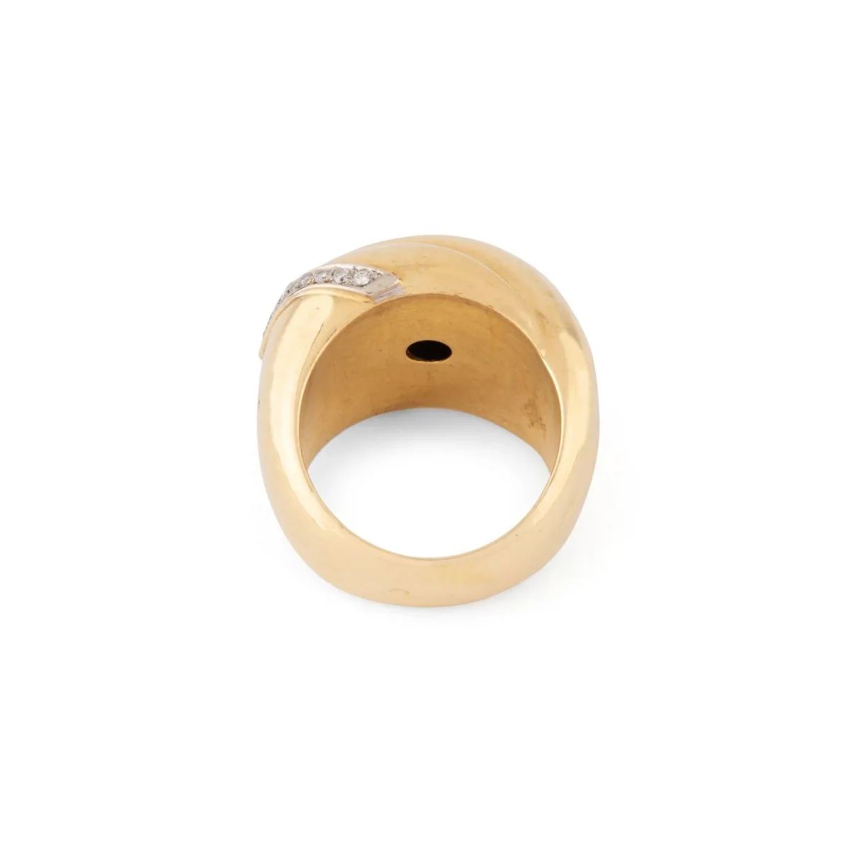 Bague godronnée en or jaune souligné d'une ligne de diamant - Image 4