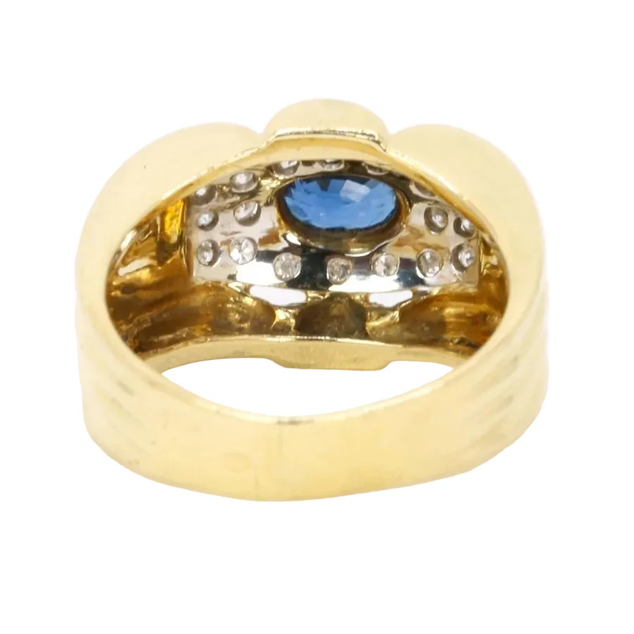 Bague Tank en or jaune, saphir et diamants - Image 4