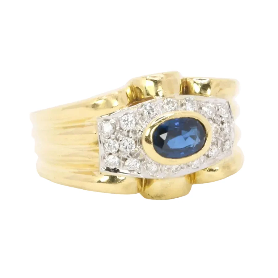 Bague Tank en or jaune, saphir et diamants - Image 5