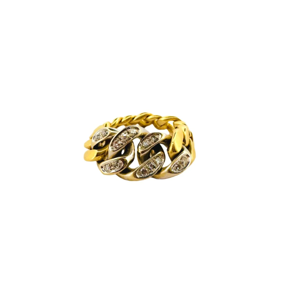 Bague Jonc Gourmette en ors de couleurs et diamants