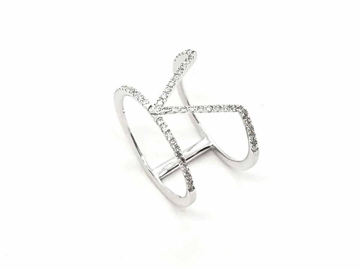 Bague Graphique Or blanc Diamant - Image 14