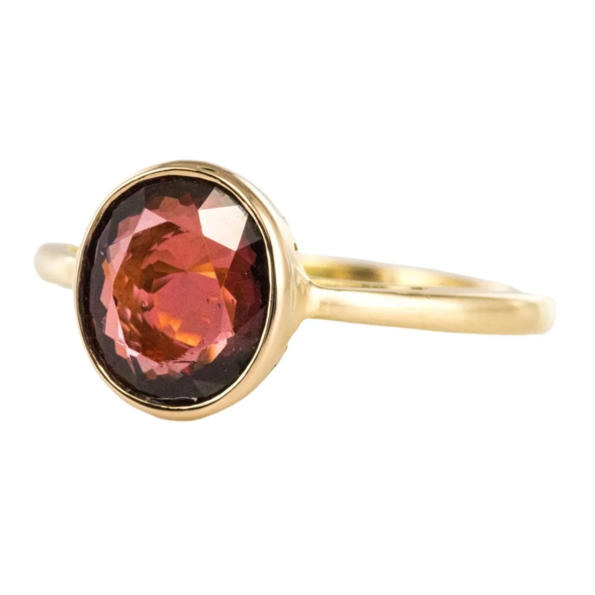 Bague Solitaire en or jaune, grenat et rhodolite - Image 3
