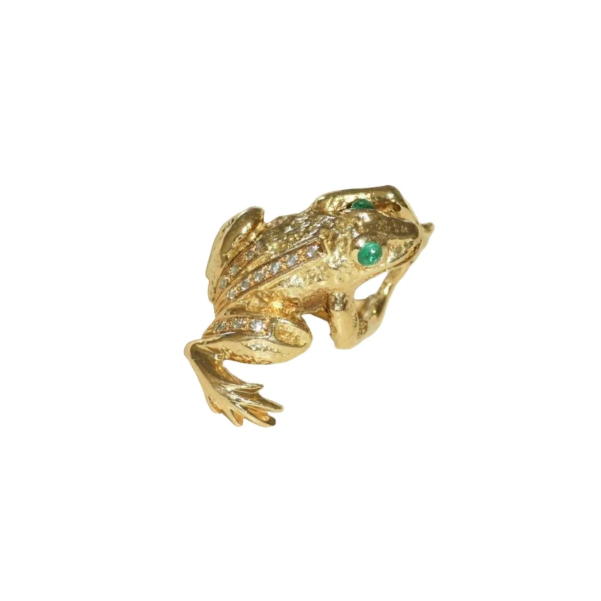 Bague en or jaune, émeraude, et diamants