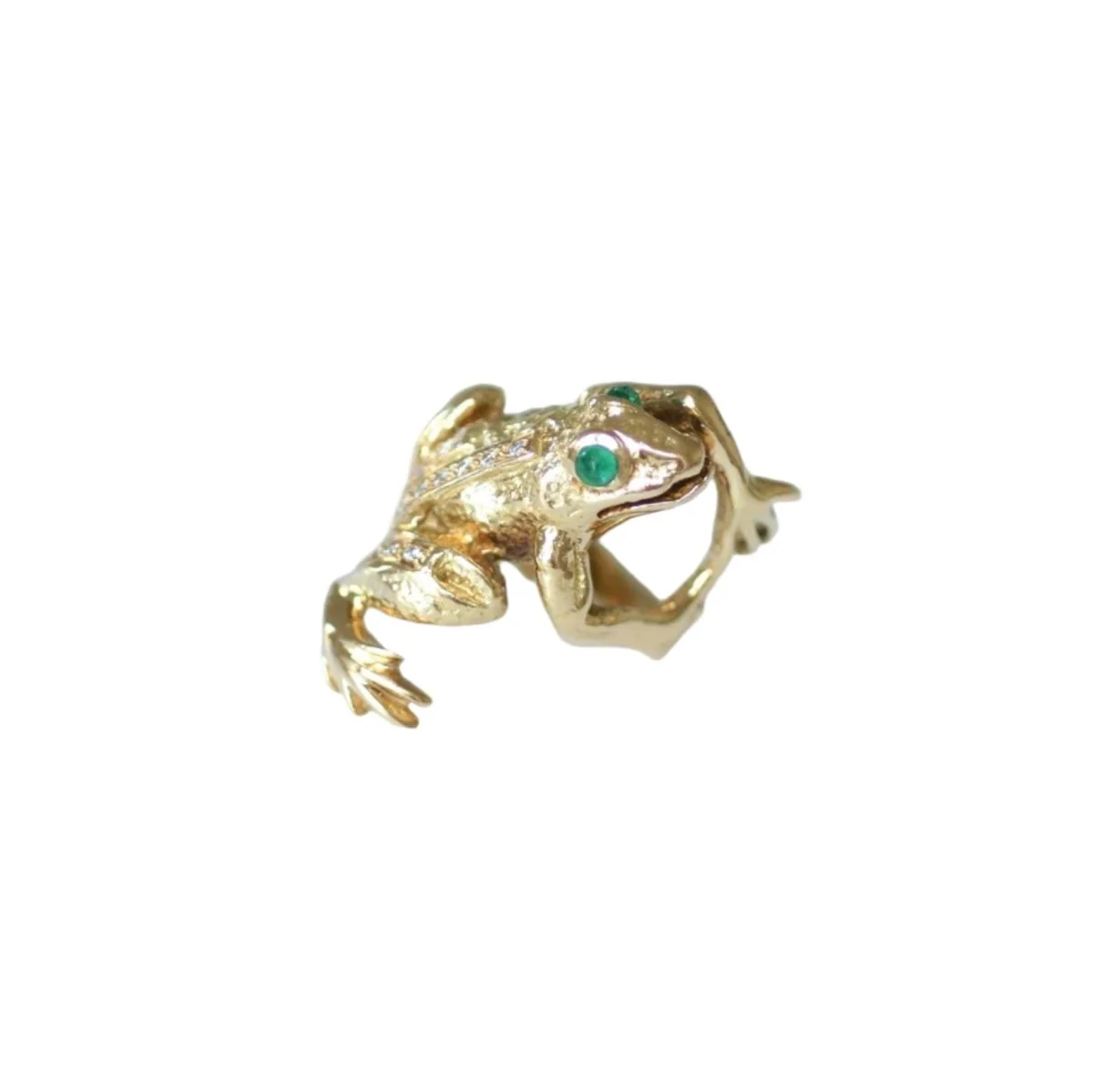 Bague en or jaune, émeraude, et diamants - Image 3