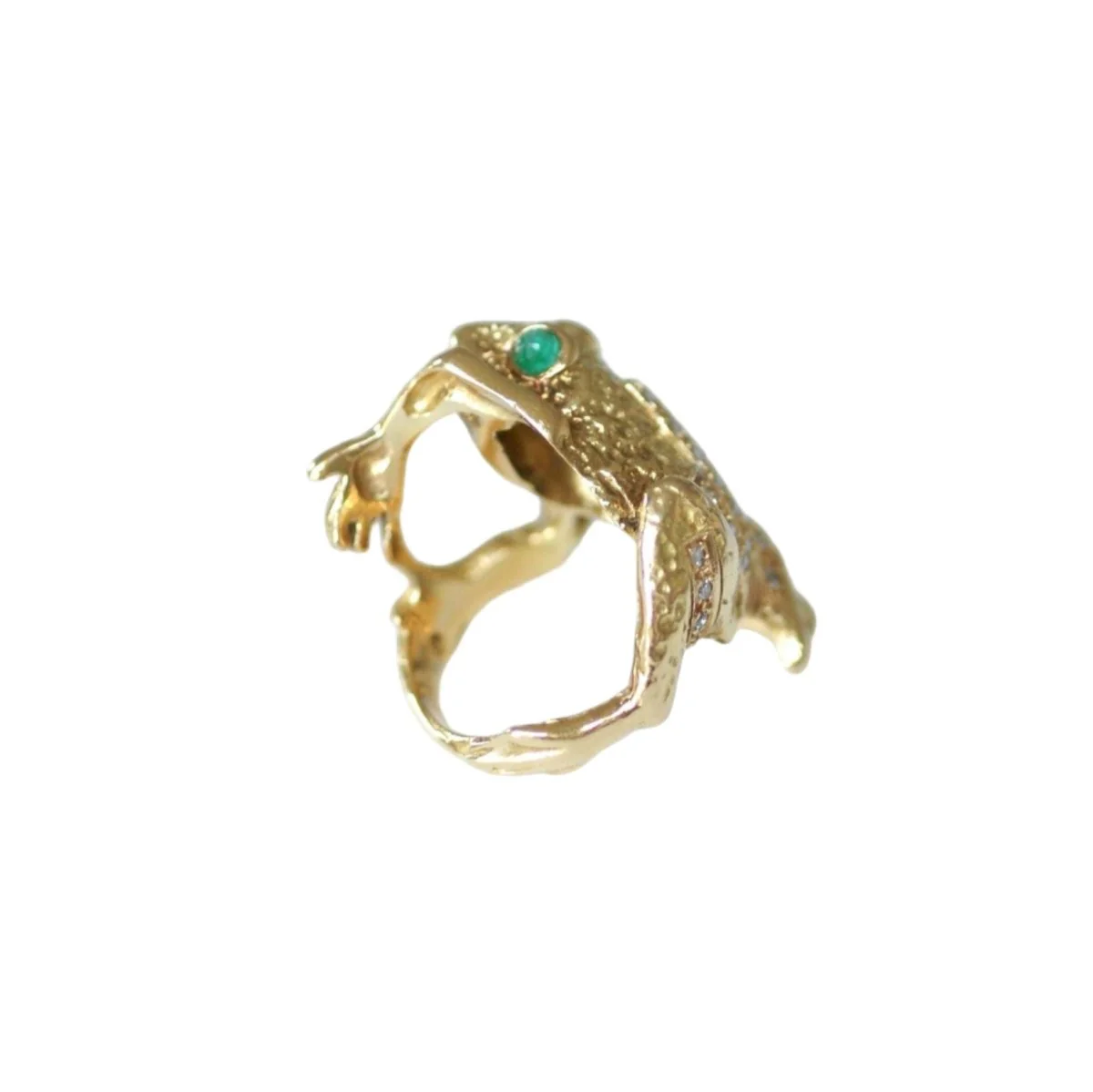 Bague en or jaune, émeraude, et diamants - Image 8