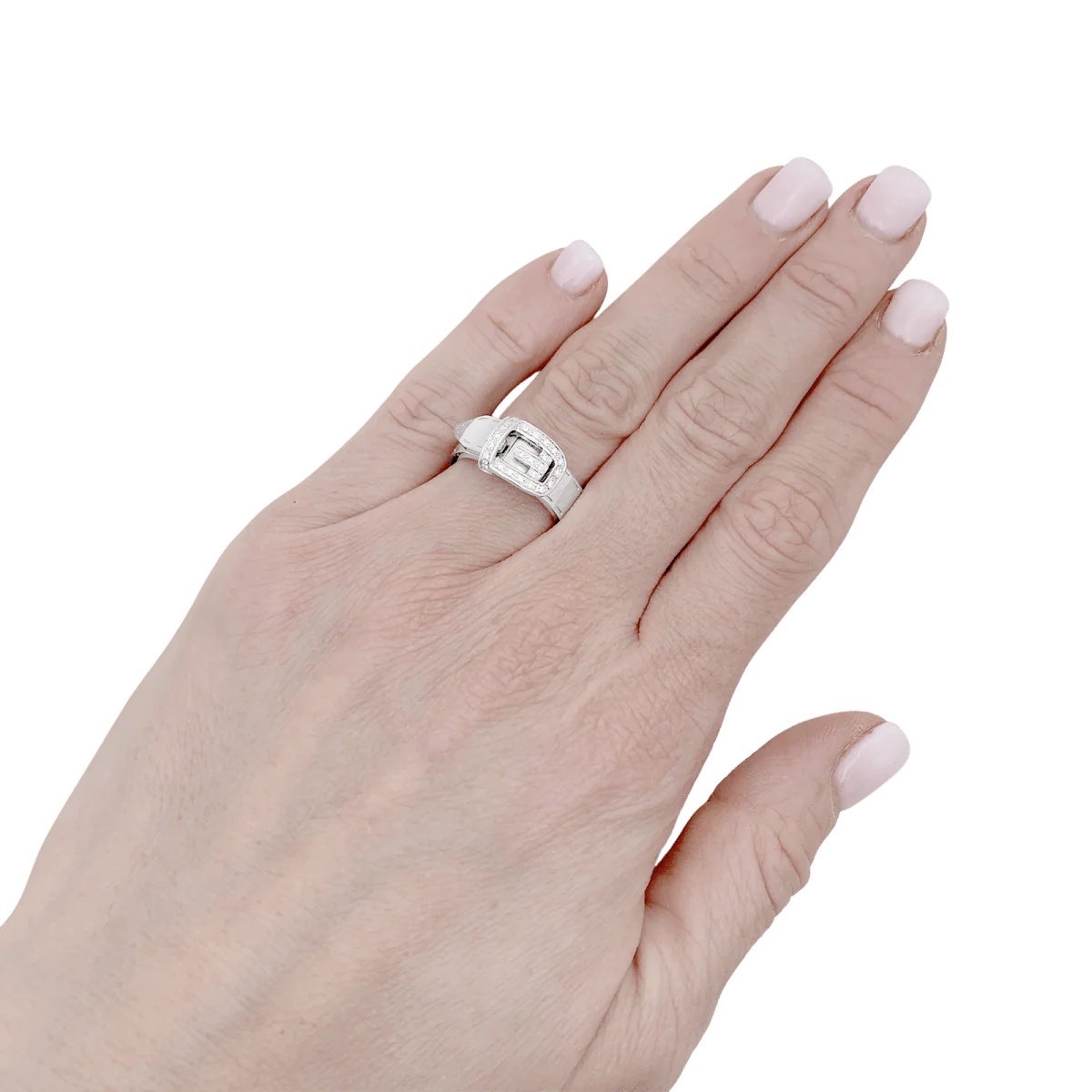 Bague GUCCI "Ceinture" en or blanc et diamants. - Image 2