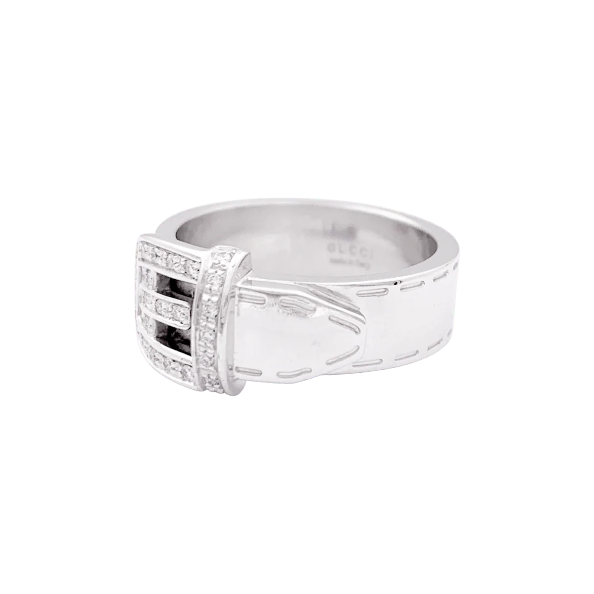 Bague GUCCI "Ceinture" en or blanc et diamants. - Image 3
