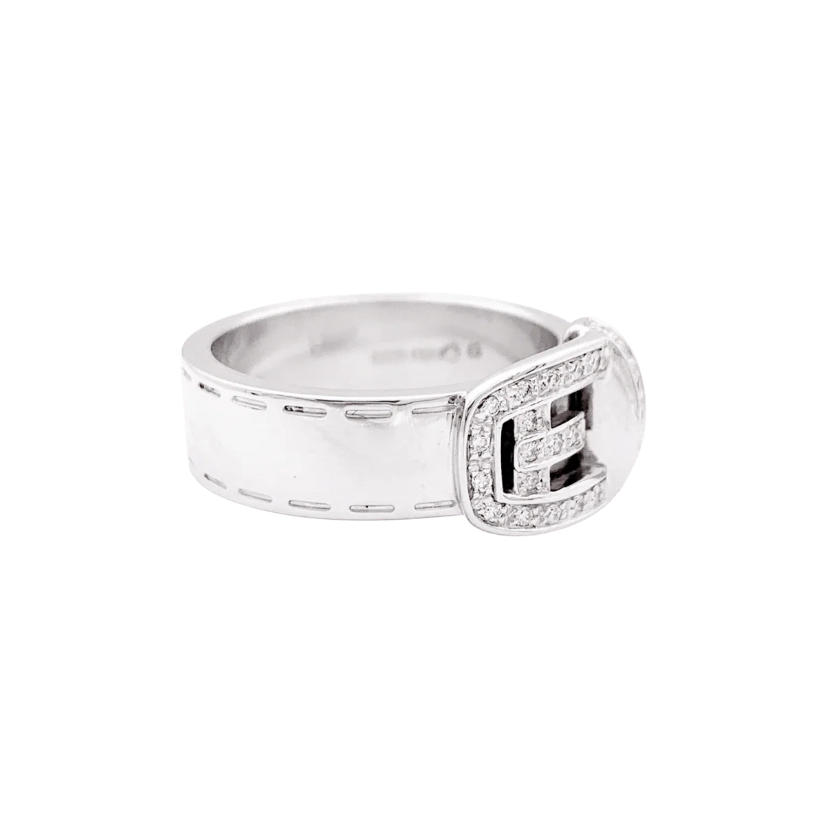 Bague GUCCI "Ceinture" en or blanc et diamants. - Image 5