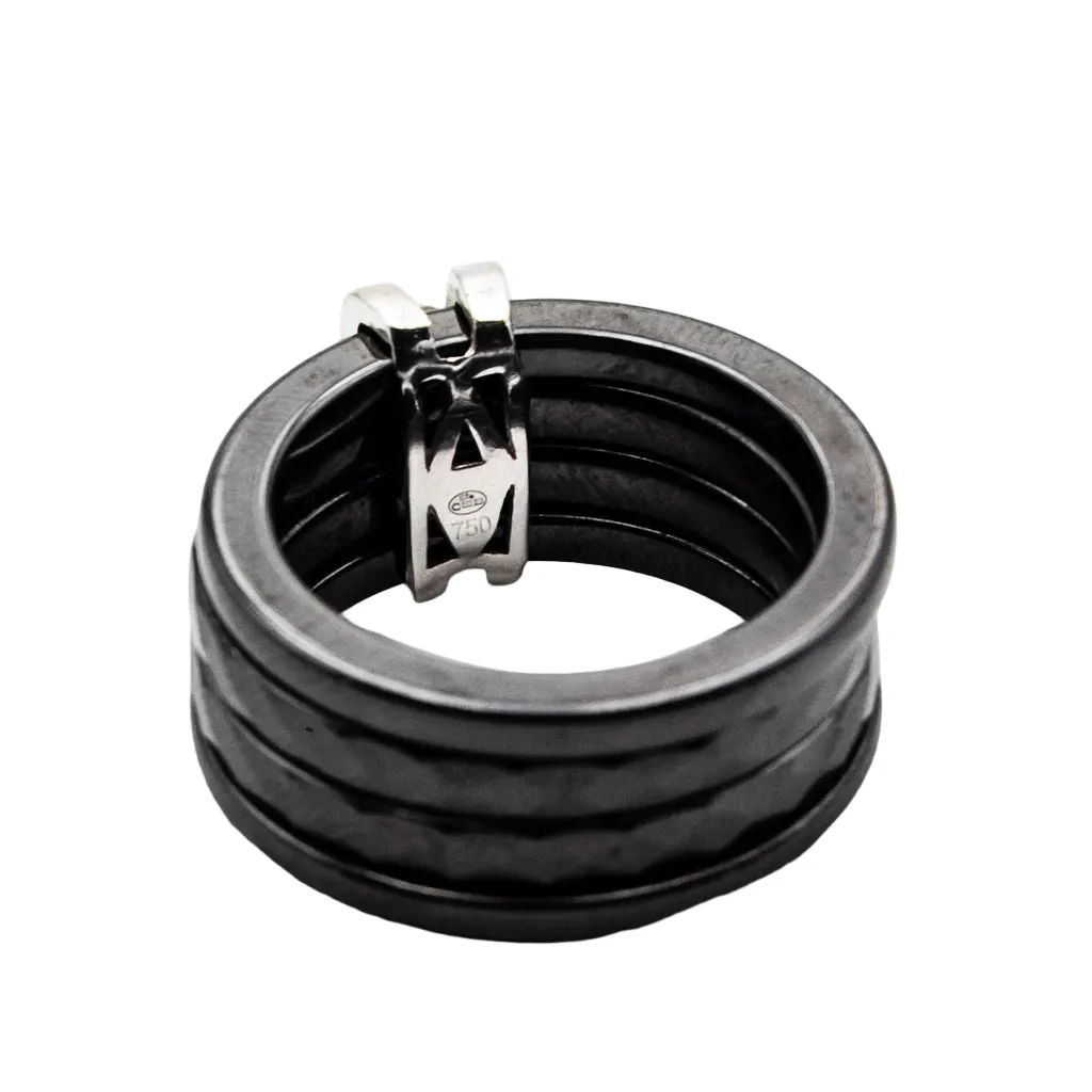 Bague Bandeau GUY LAROCHE en or blanc, céramique et diamants - Image 4