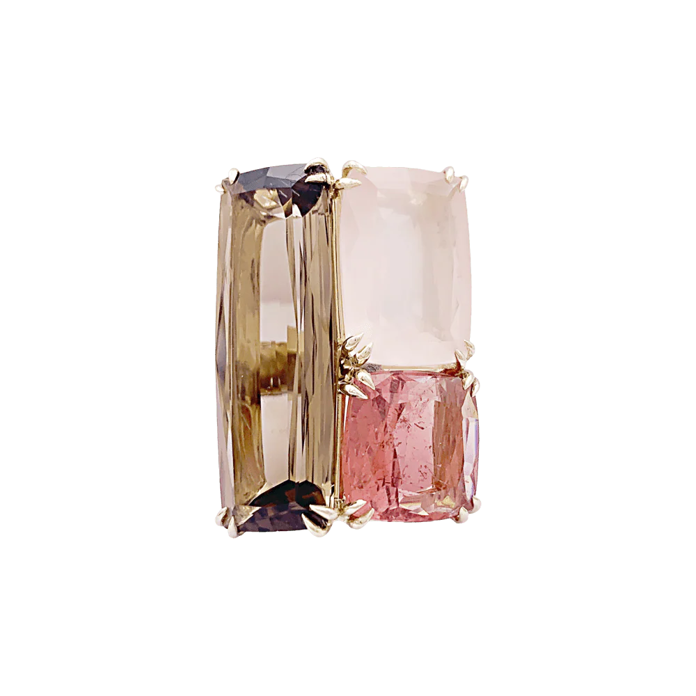 Bague Cocktail H.STERN en or blanc, quartz, tourmaline et diamants