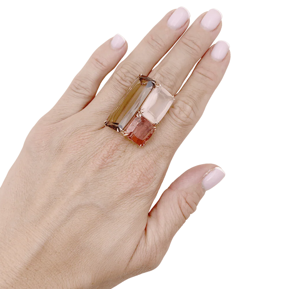 Bague Cocktail H.STERN en or blanc, quartz, tourmaline et diamants - Image 2