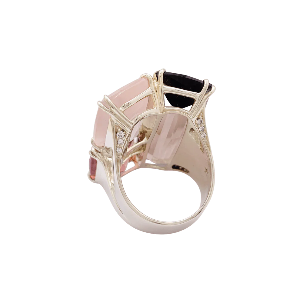Bague Cocktail H.STERN en or blanc, quartz, tourmaline et diamants - Image 4
