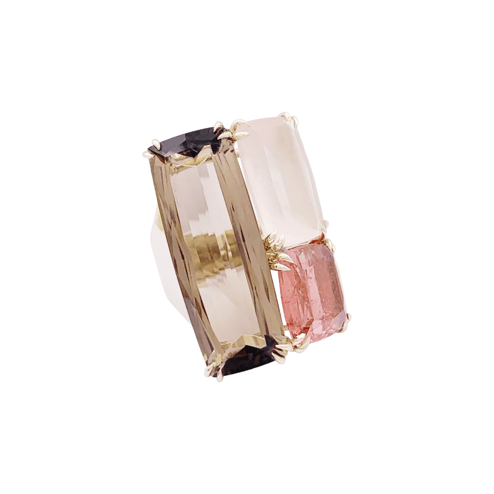 Bague Cocktail H.STERN en or blanc, quartz, tourmaline et diamants - Image 5