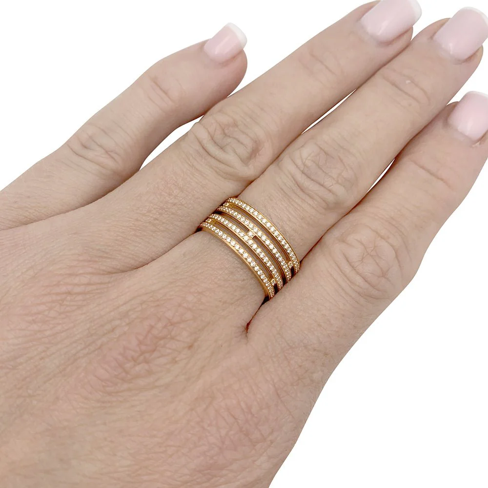 Bague HERMÈS "Ariane" en or rose et diamant - Image 2