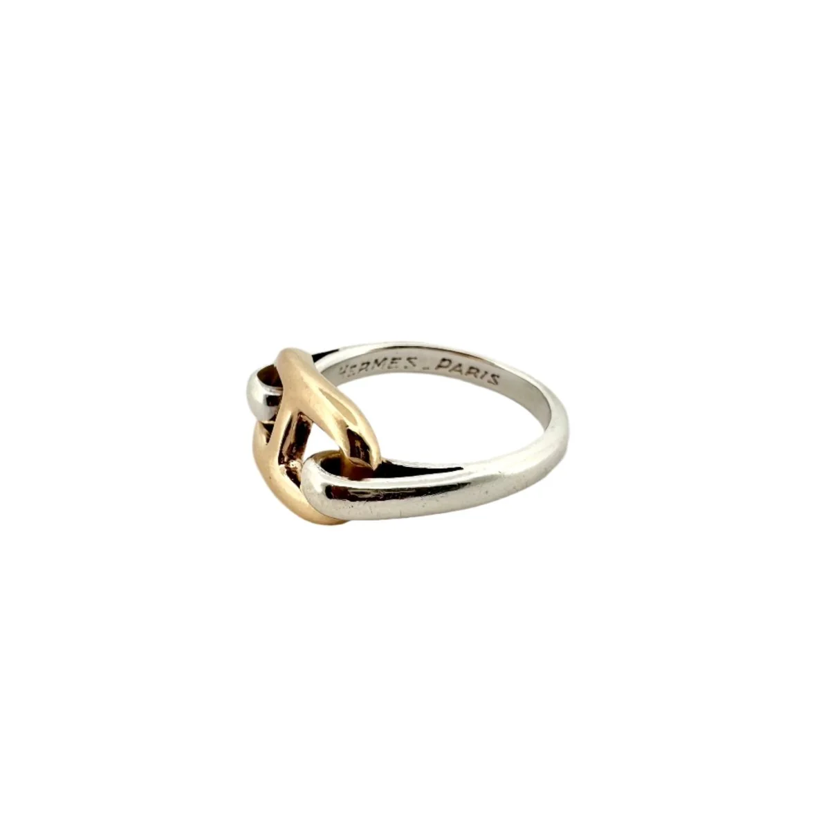 Bague HERMÈS "Chaîne d'ancre" en or jaune et argent - Image 7