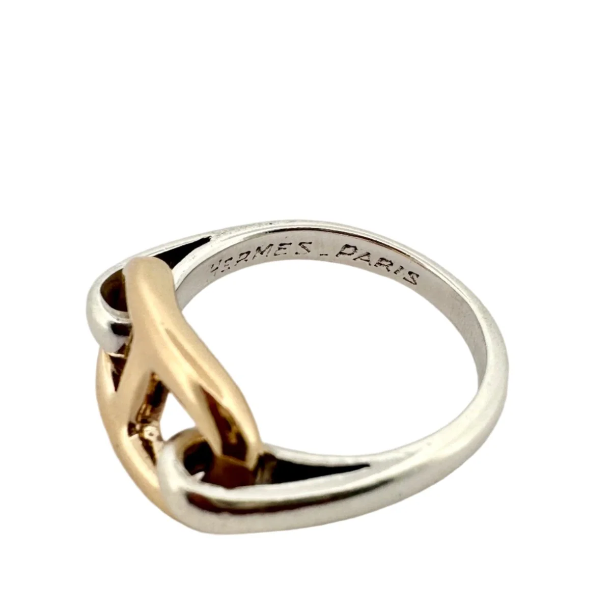 Bague HERMÈS "Chaîne d'ancre" en or jaune et argent - Image 8