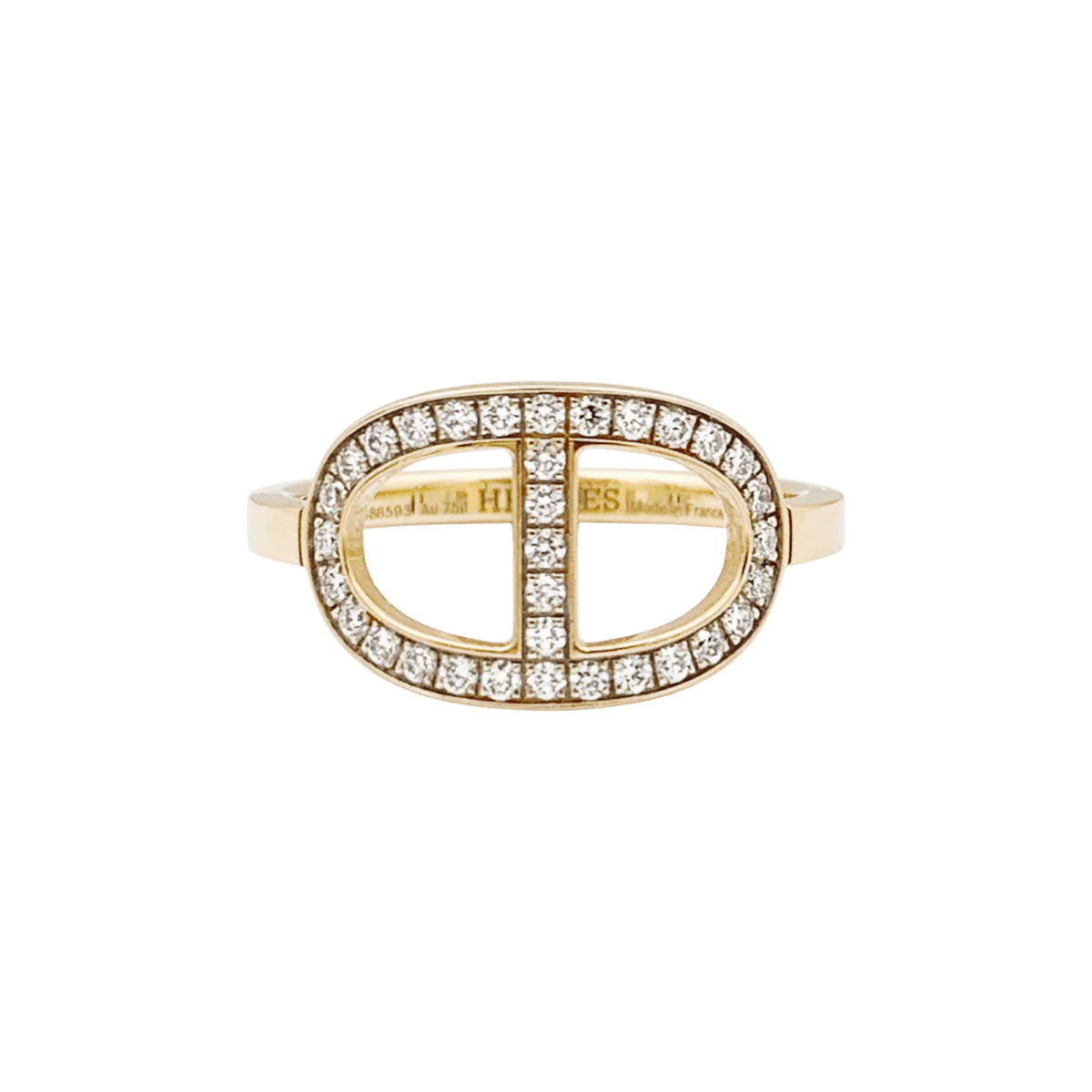 Bague HERMÈS "Chaîne d'ancre contour" en or rose et diamants