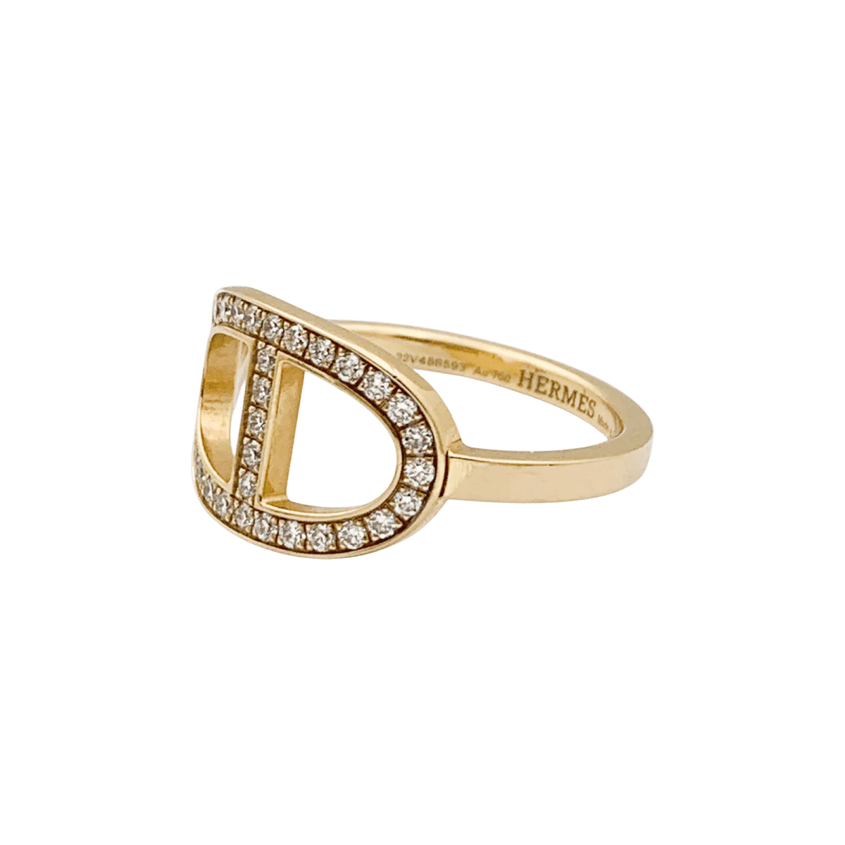 Bague HERMÈS "Chaîne d'ancre contour" en or rose et diamants - Image 3