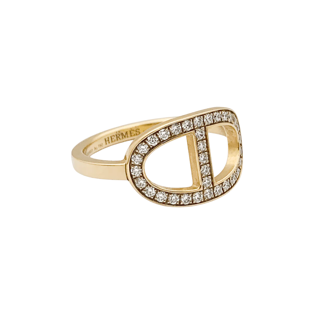 Bague HERMÈS "Chaîne d'ancre contour" en or rose et diamants - Image 5
