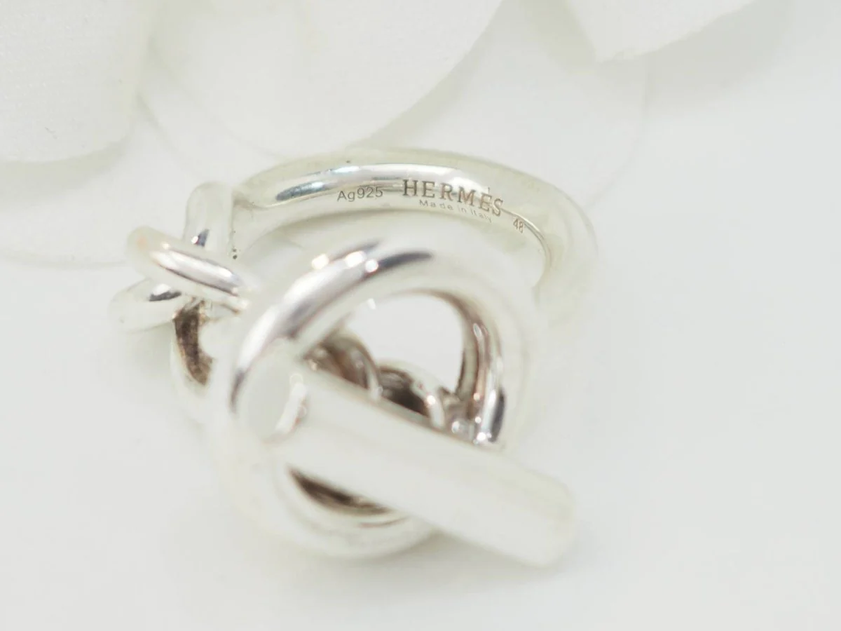 Bague Hermès croisette GM en argent - Image 5