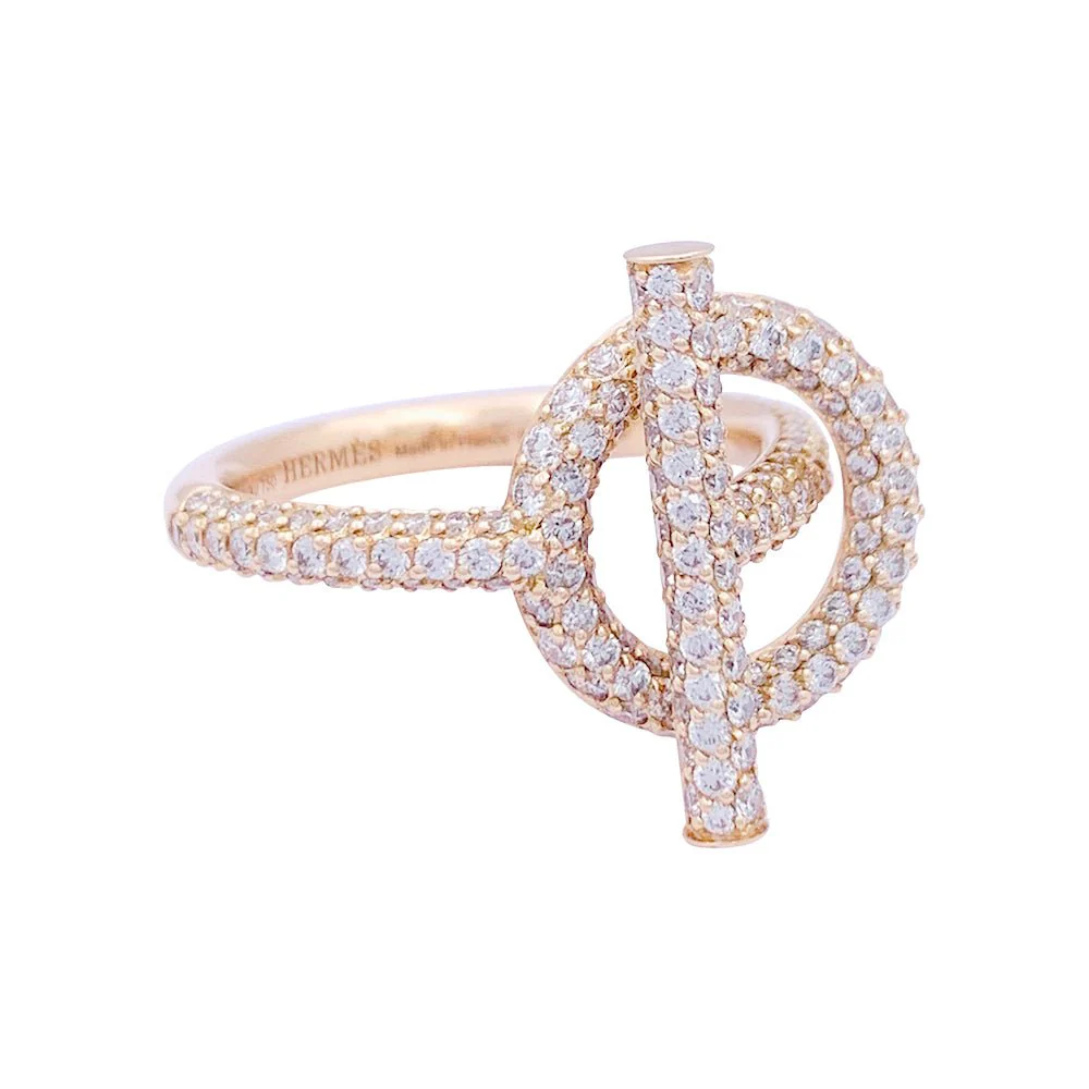 Bague HERMÈS "Echappée Hermès" or rose, diamants. - Image 4