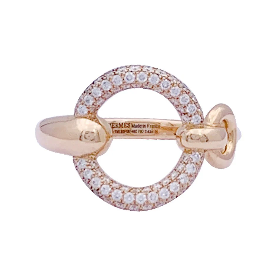 Bague HÈRMES "Filet d'or" en or rose et diamants