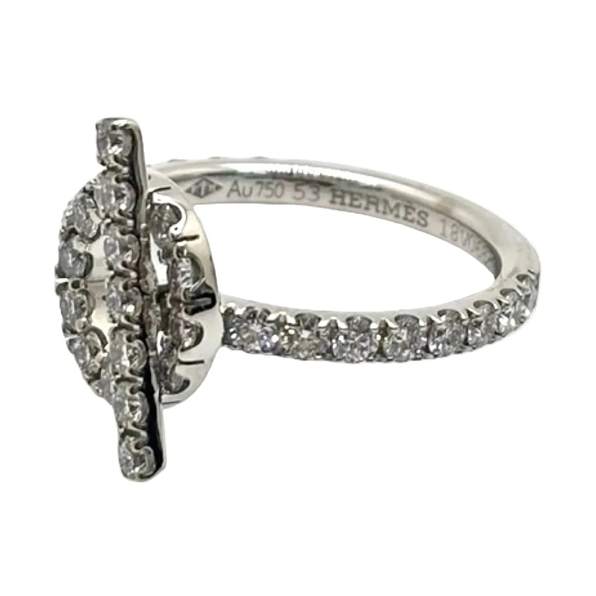 Bague Pavée HERMÈS "Finesse" en or blanc et diamants - Image 10