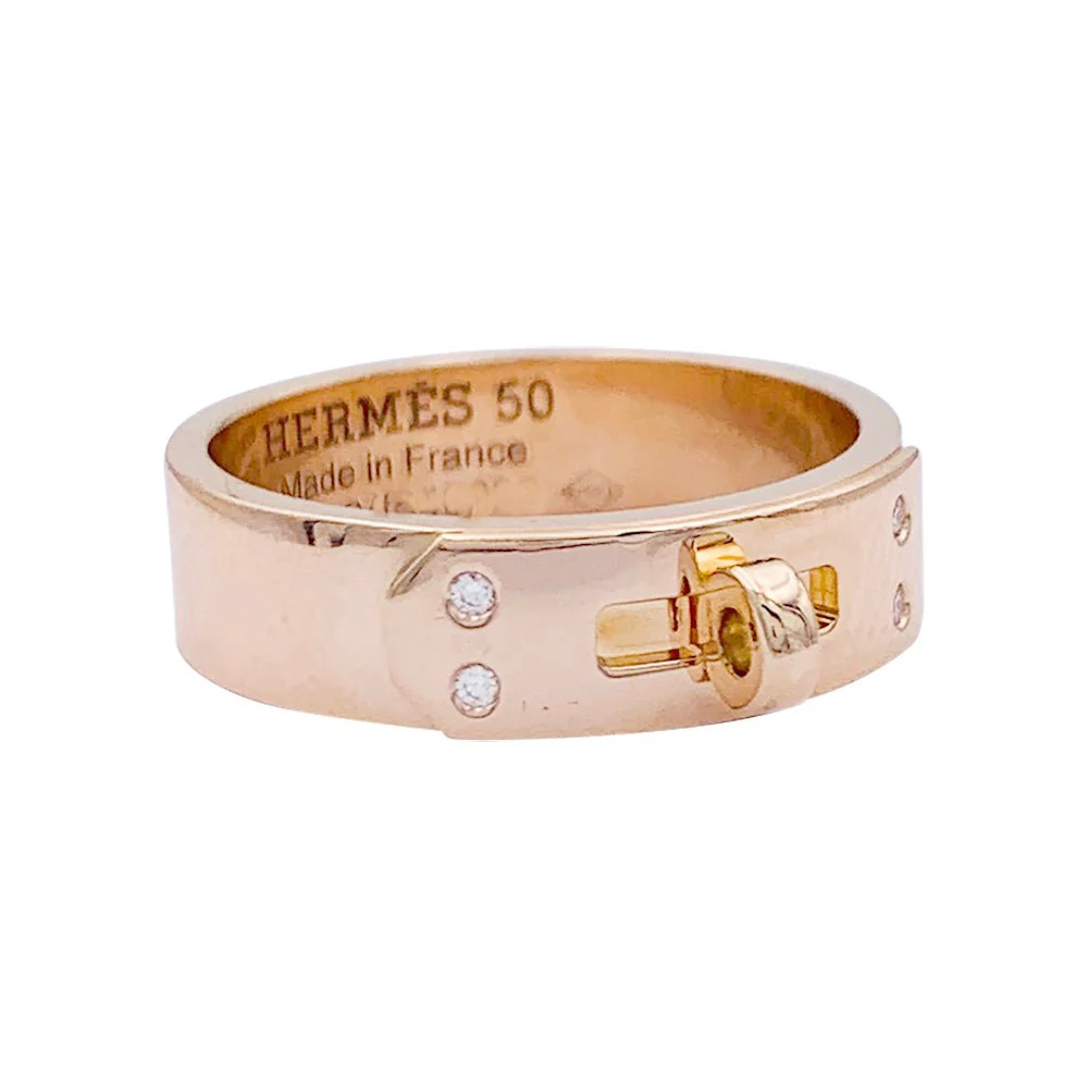Bague Hermès, "Kelly", or rose, diamants. - Image 3