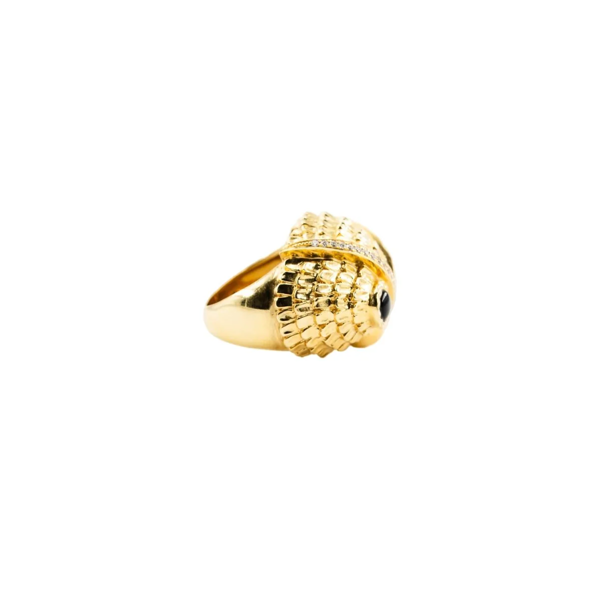 Bague Dôme YVONNE LÉON Hibou en or jaune, onyx et diamants - Image 3