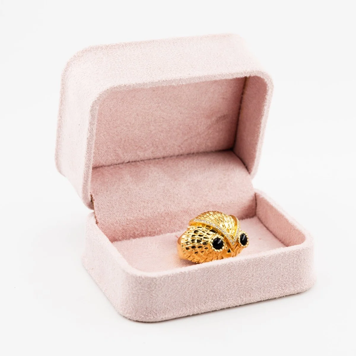 Bague Dôme YVONNE LÉON Hibou en or jaune, onyx et diamants - Image 6