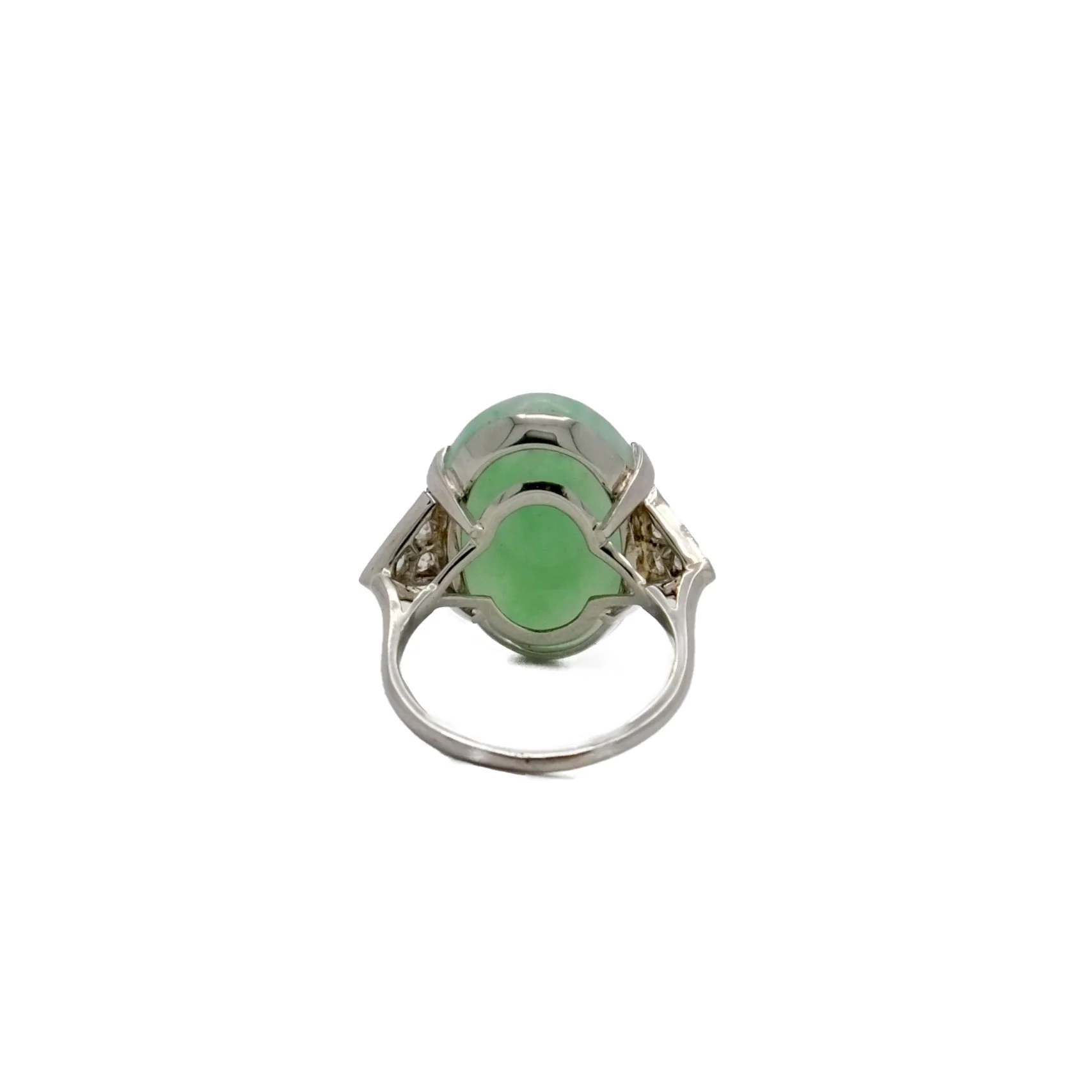 Bague jade ovale en platine et or gris - Image 5