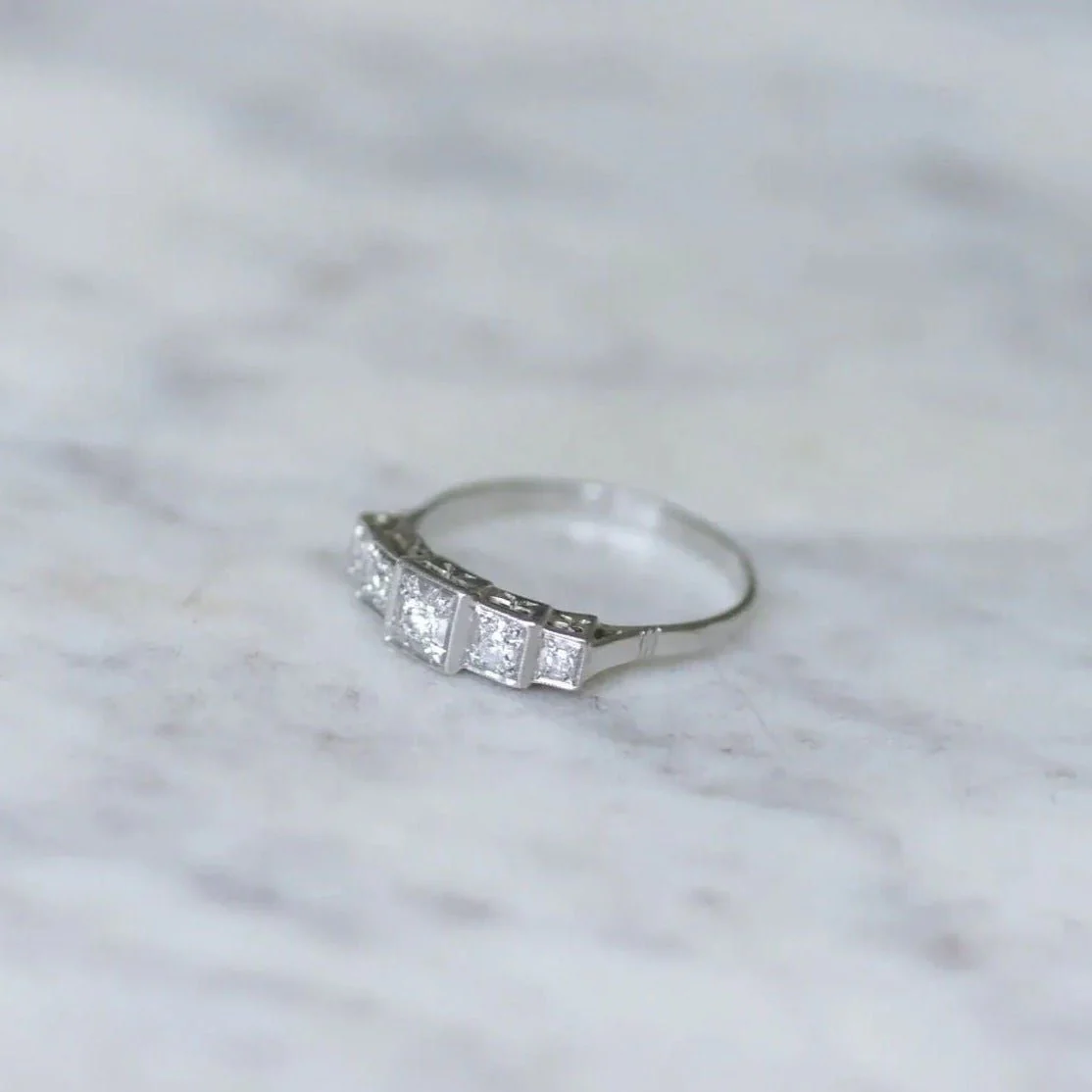 Bague Jarretière Art Déco Diamants - Image 5