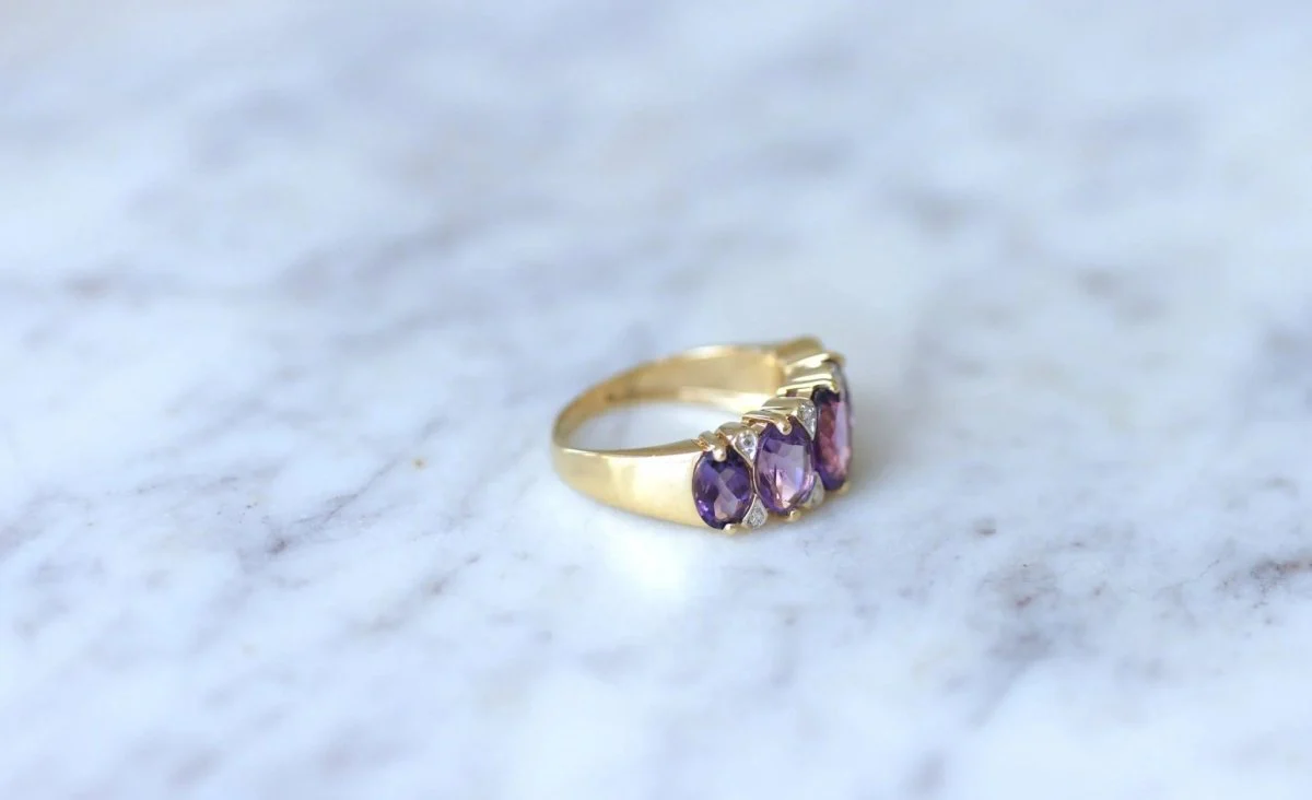 Bague jarretière améthystes et diamants - Image 8