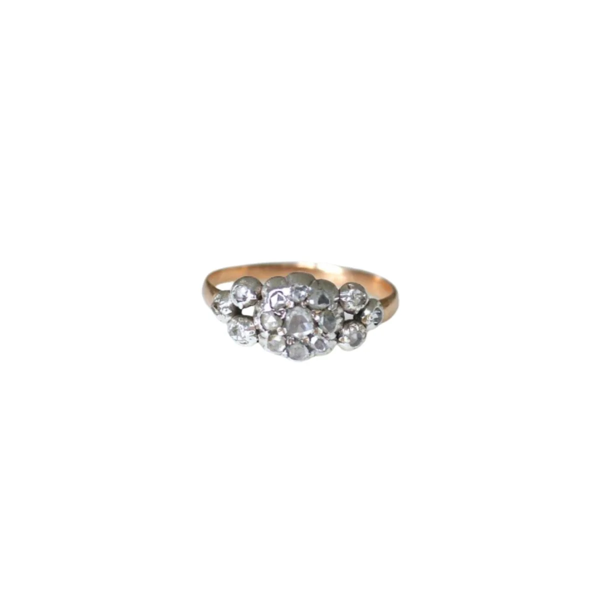 Bague Jarretière en or rose, argent et diamants