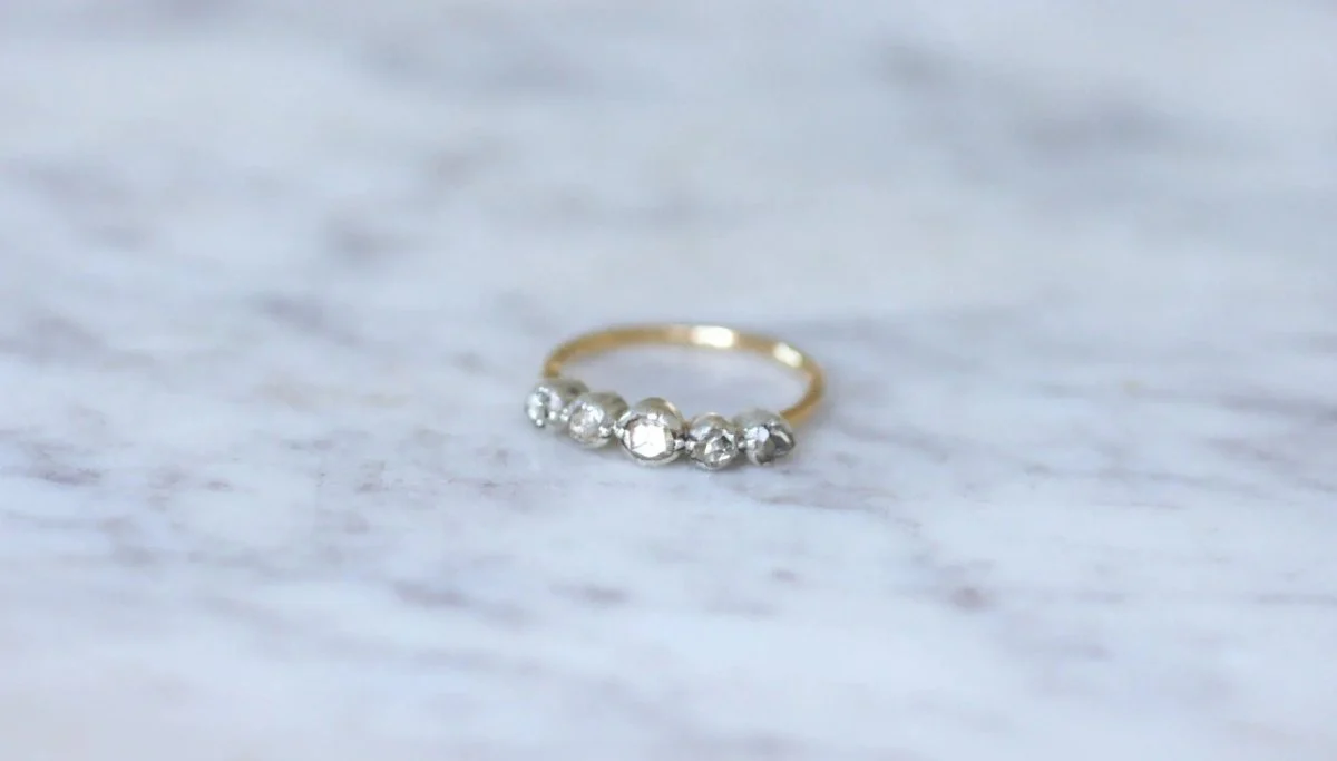 Bague jarretière ancienne diamants - Image 2