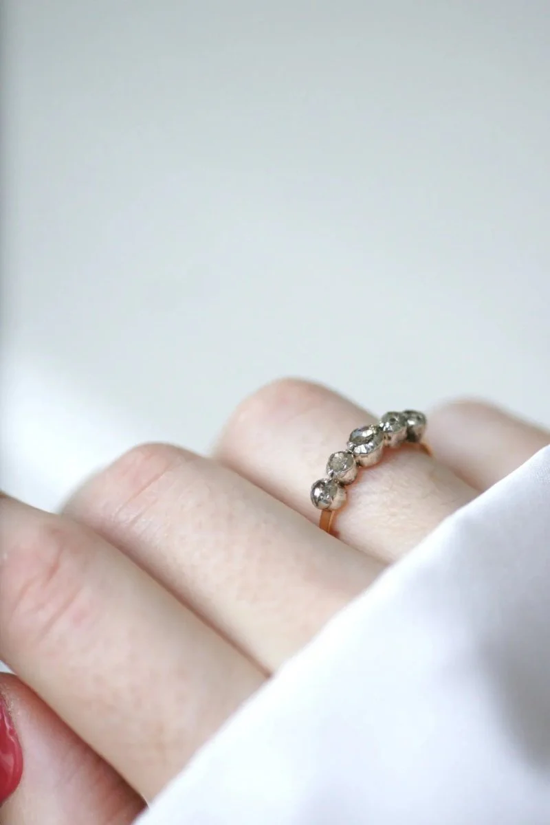 Bague jarretière ancienne diamants - Image 3