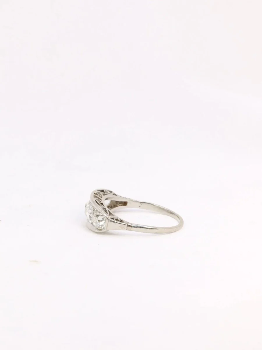 Bague jarretière Belle Epoque platine diamants taille ancienne - Image 4