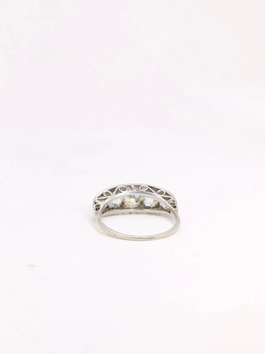Bague jarretière Belle Epoque platine diamants taille ancienne - Image 5
