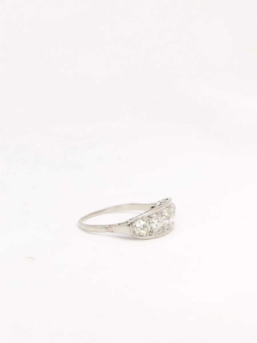 Bague jarretière Belle Epoque platine diamants taille ancienne - Image 7