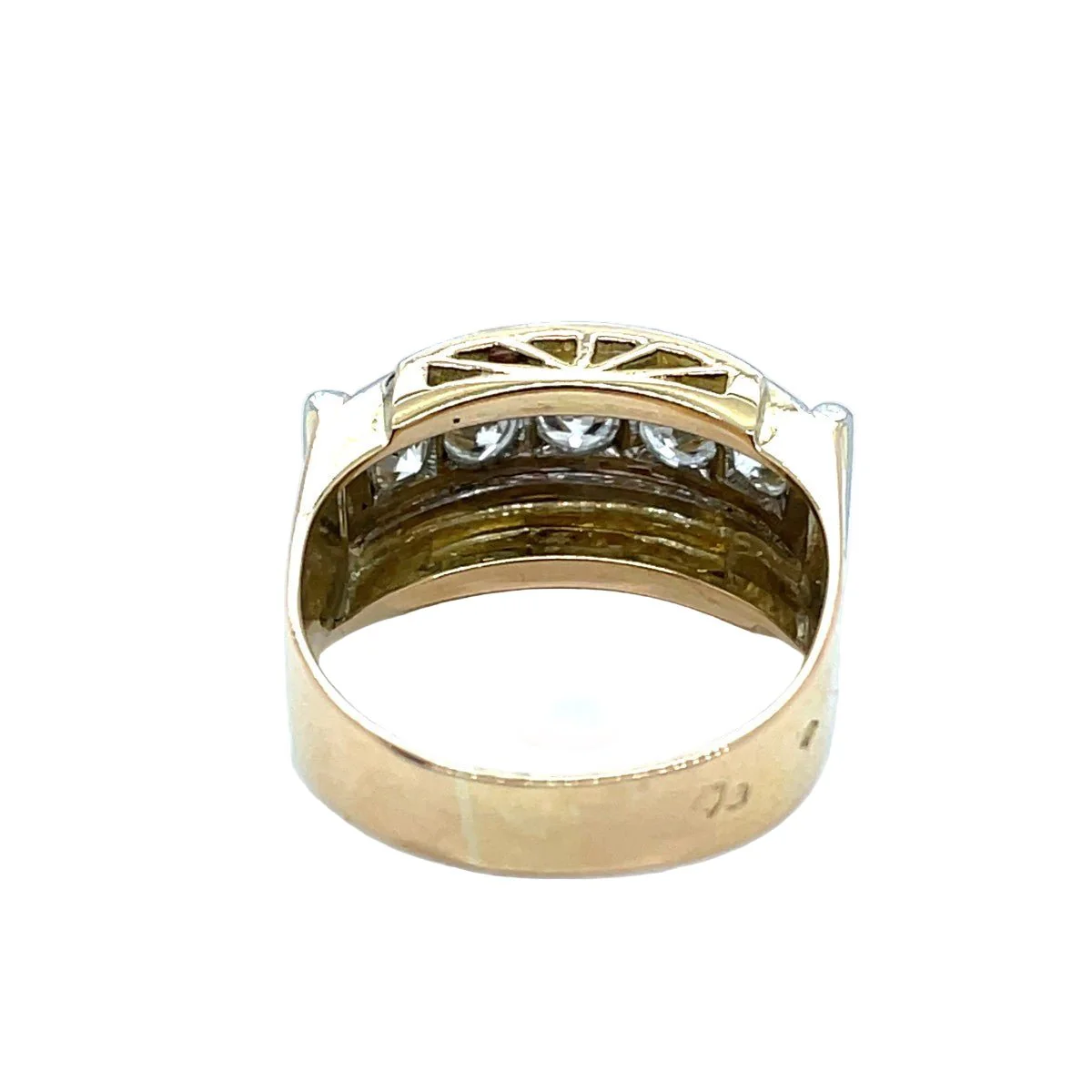 Bague Jarretière en or jaune, platine, et diamants - Image 3