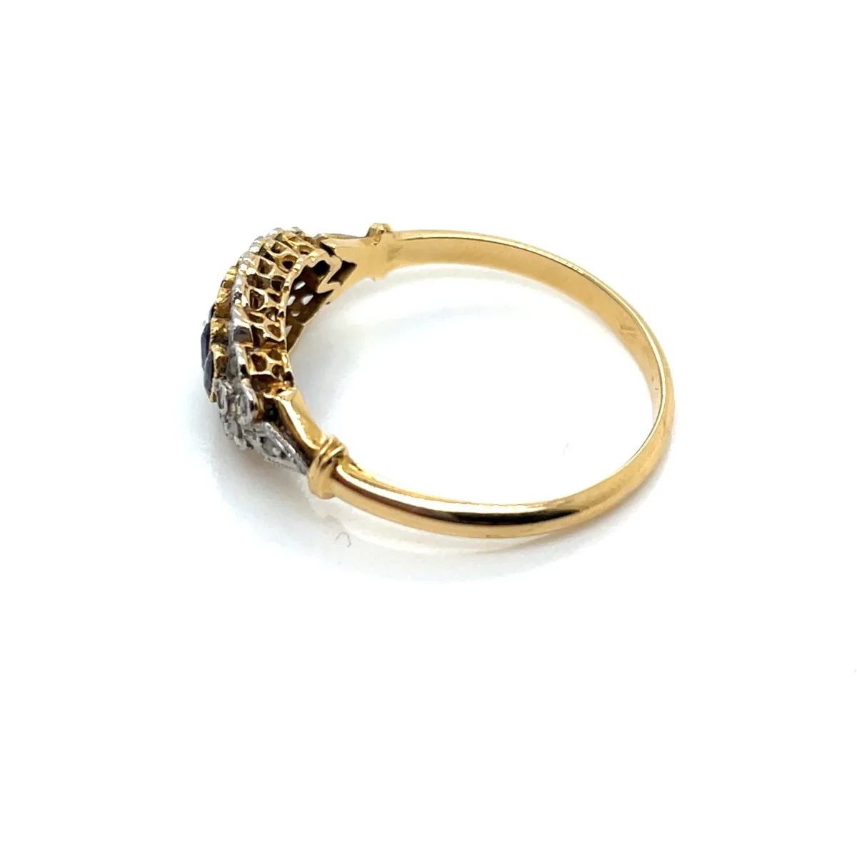 Bague Jarretière en or jaune, or blanc, saphirs et diamants - Image 2