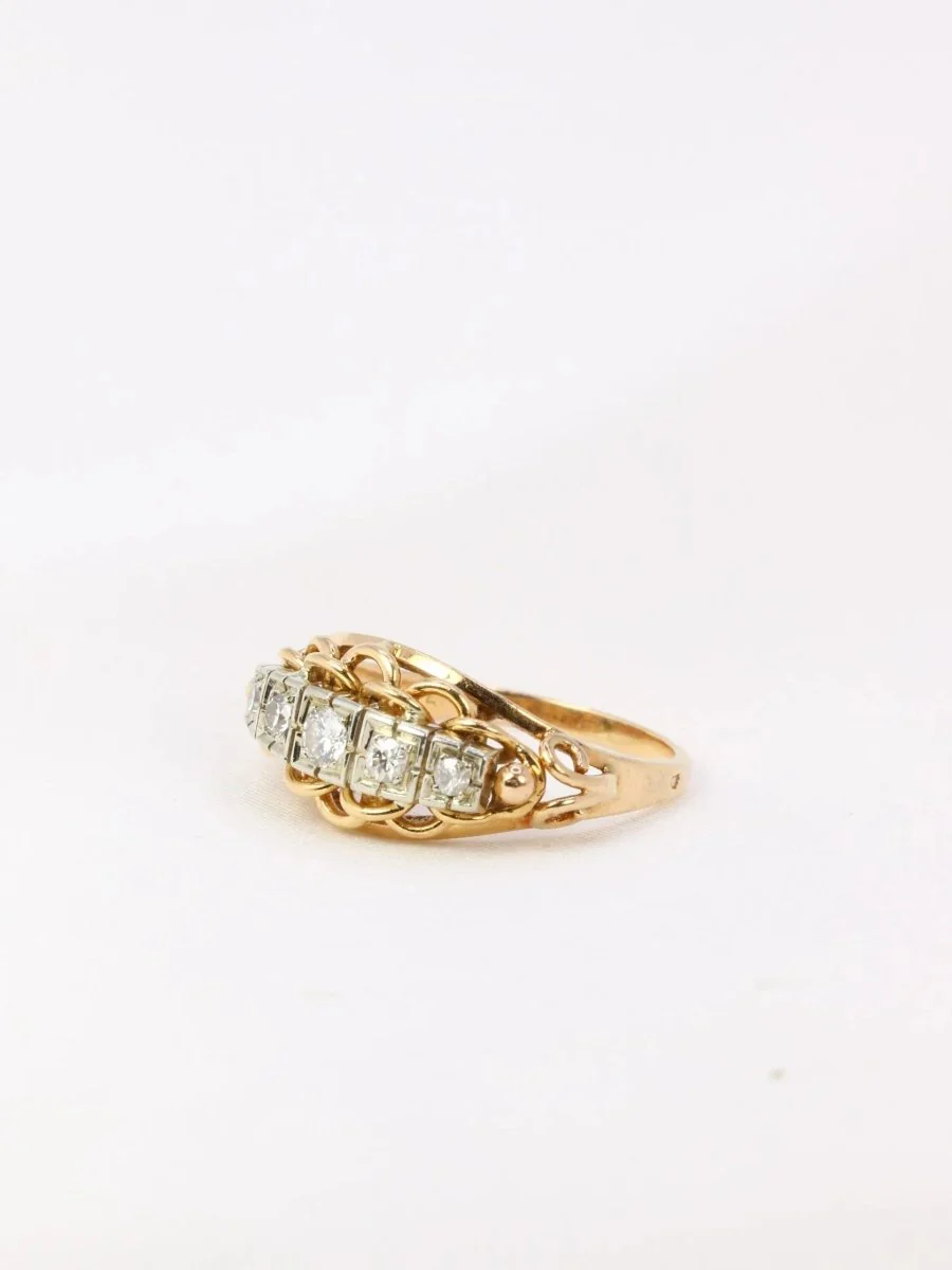 Bague jarretière vintage en or et diamants - Image 3