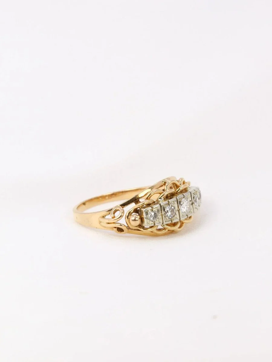 Bague jarretière vintage en or et diamants - Image 8