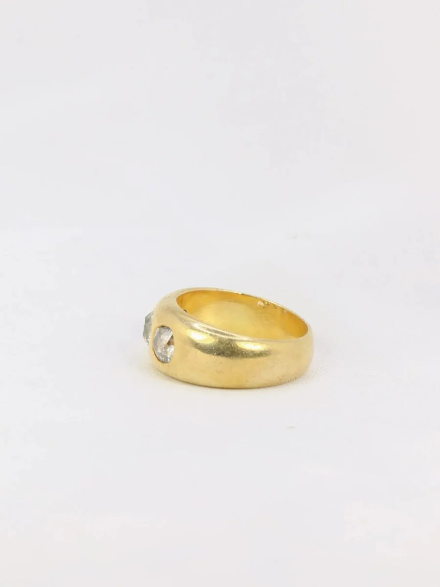 Bague jonc or diamants taille ancienne - Image 4