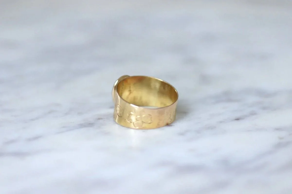 Bague bandeau or rose et cabochon péridot - Image 10