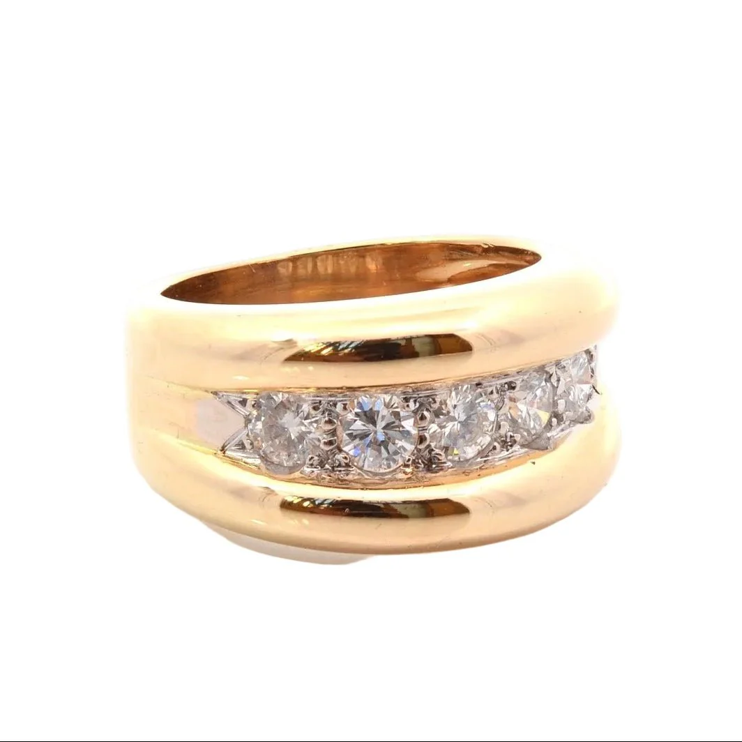 Bague Jonc en or jaune et diamants - Image 4