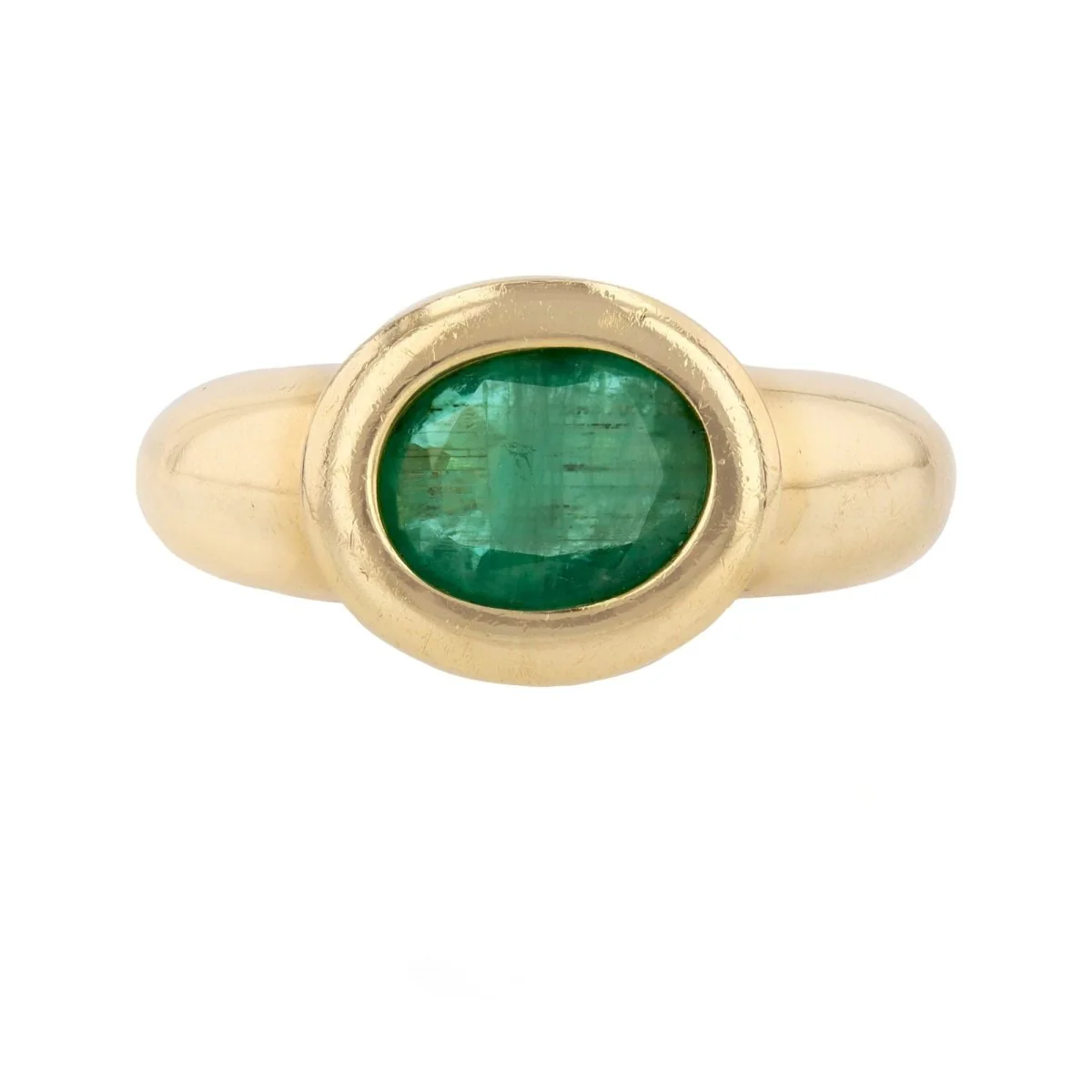 Bague Jonc en or jaune et émeraude