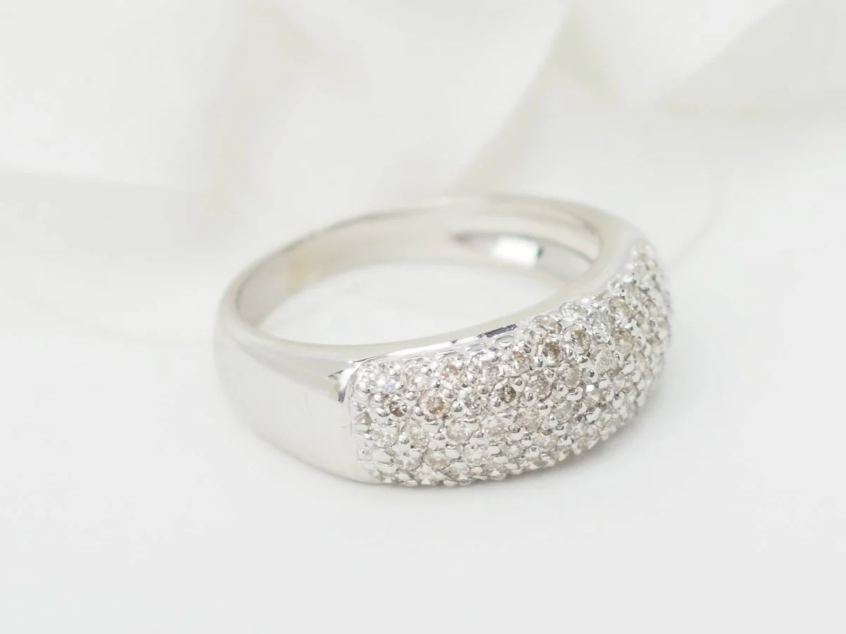 Bague jonc en or blanc et diamants - Image 4